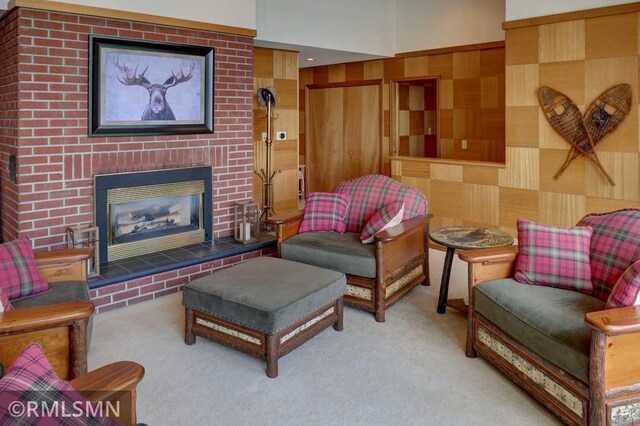 802 Flos Ct, Lincoln Twp, WI 54001 - living room with carpet flooring and a fireplace
