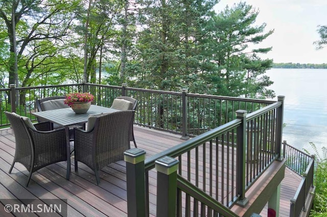 802 Flos Ct, Lincoln Twp, WI 54001 - deck featuring a water view and outdoor dining area