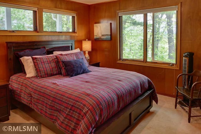 802 Flos Ct, Lincoln Twp, WI 54001 - bedroom with wooden walls and light carpet
