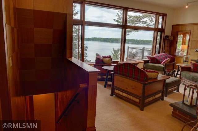 802 Flos Ct, Lincoln Twp, WI 54001 - living area featuring a water view and light colored carpet