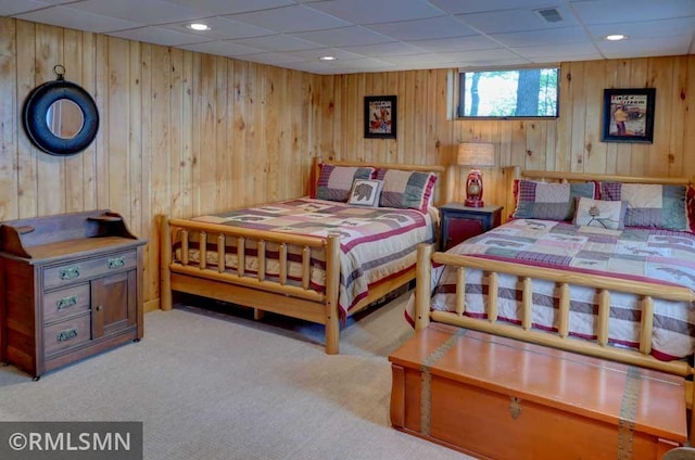 802 Flos Ct, Lincoln Twp, WI 54001 - carpeted bedroom featuring wood walls