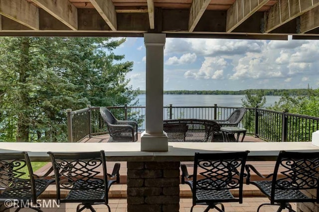 802 Flos Ct, Lincoln Twp, WI 54001 - wooden deck featuring a water view