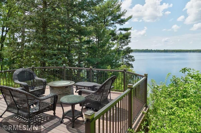 802 Flos Ct, Lincoln Twp, WI 54001 - wooden terrace featuring a water view