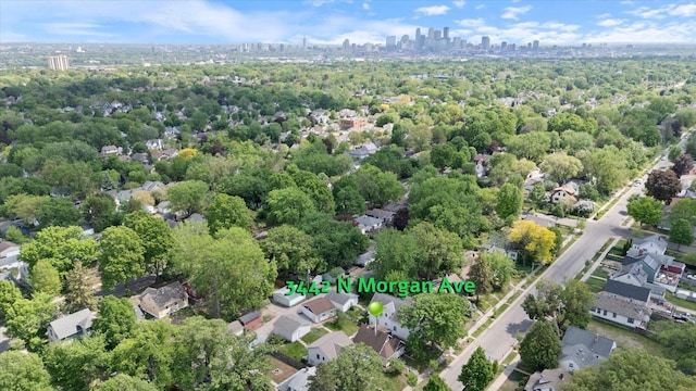 aerial view of property's location with a skyline view