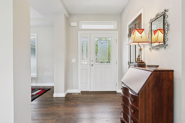 21212 Old Lake George Blvd NW, Oak Grove, MN 55303 - entryway featuring dark wood-style floors, healthy amount of natural light, and baseboards