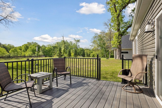 21212 Old Lake George Blvd NW, Oak Grove, MN 55303 - wooden terrace featuring a yard