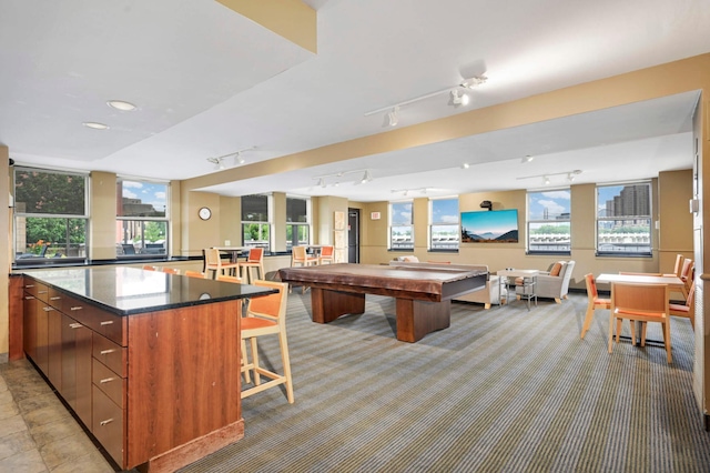 401 1st St Unit 1321, Minneapolis, MN 55401 - playroom with track lighting, billiards, and light colored carpet