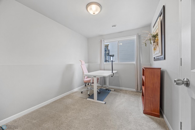 office area featuring carpet flooring and baseboards