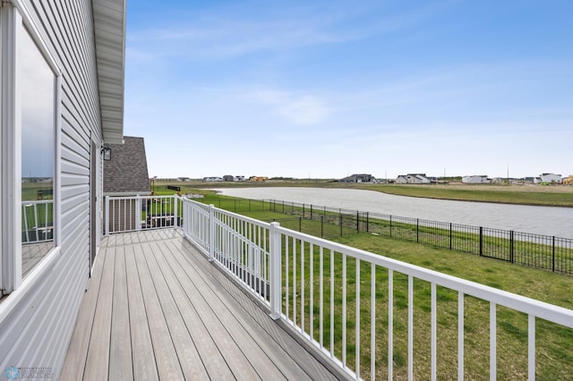 deck with a water view