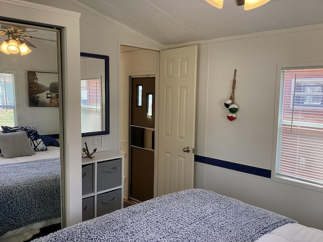 bedroom with vaulted ceiling