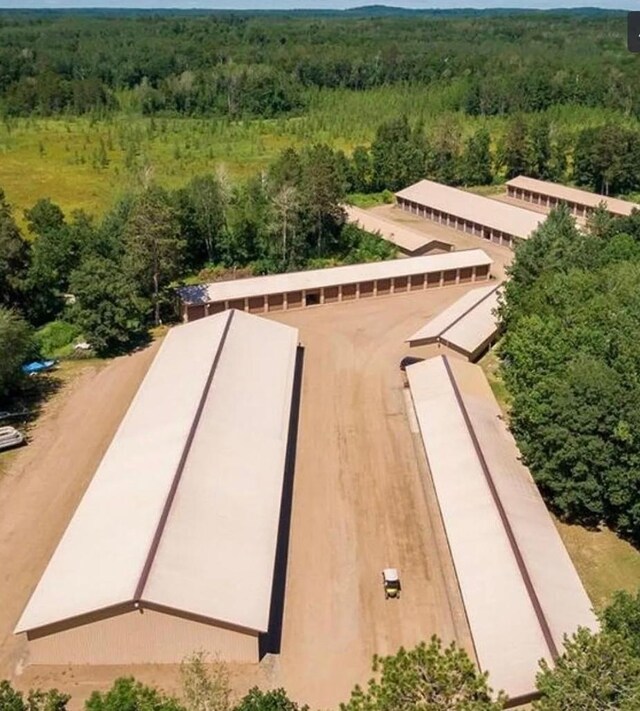aerial view of a heavily wooded area