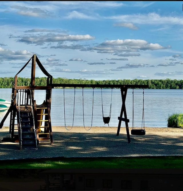 community play area featuring a water view