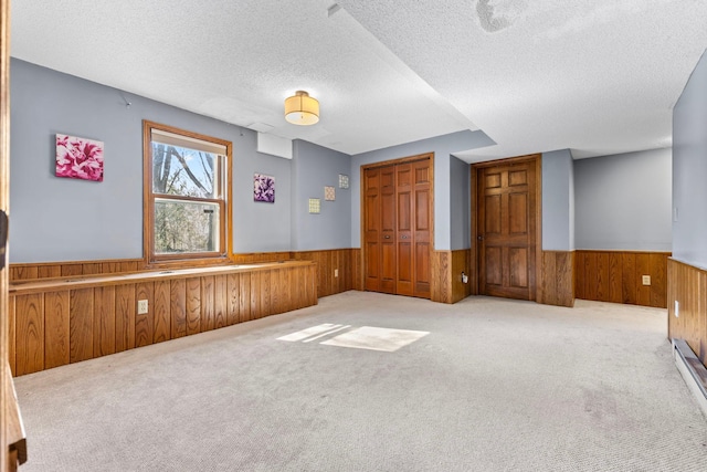 1900 Vernon Dr S, Minnetonka, MN 55305 - empty room with a wainscoted wall, wooden walls, a textured ceiling, and carpet