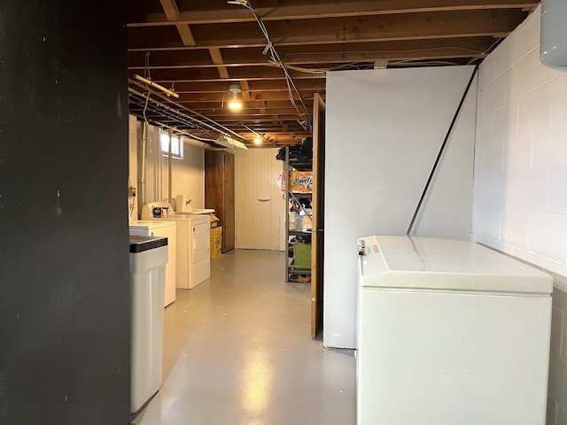 2250 18th Ave, Windom, MN 56101 - unfinished below grade area featuring independent washer and dryer and fridge