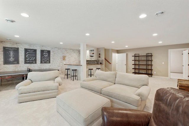 204 8th Ave S, Princeton, MN 55371 - carpeted living room featuring recessed lighting and stairway