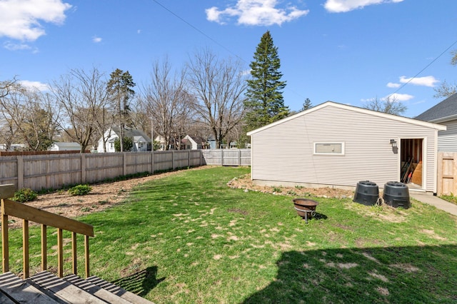 view of yard featuring a fenced backyard