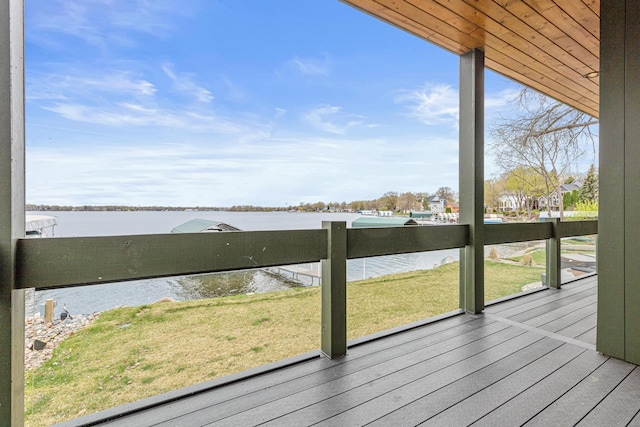 4919 Three Points Blvd, Mound, MN 55364 - wooden deck featuring a yard and a water view