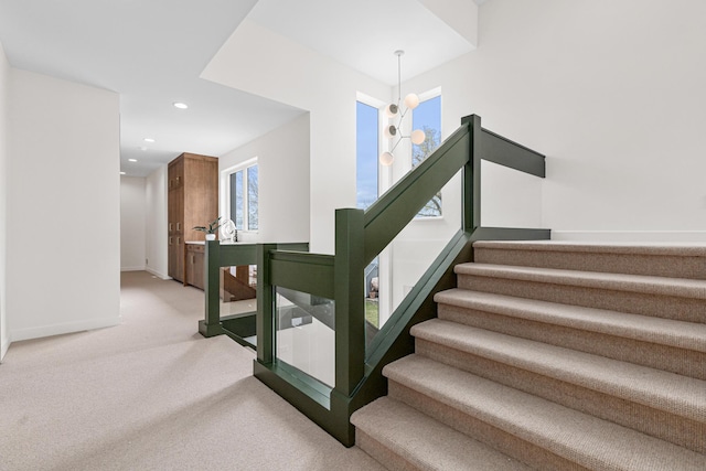4919 Three Points Blvd, Mound, MN 55364 - stairs with recessed lighting, baseboards, and carpet floors