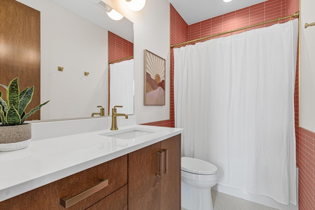 4919 Three Points Blvd, Mound, MN 55364 - bathroom featuring toilet, vanity, and speckled floor