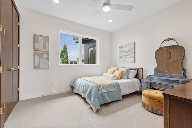 4919 Three Points Blvd, Mound, MN 55364 - bedroom with carpet floors, baseboards, recessed lighting, and a ceiling fan