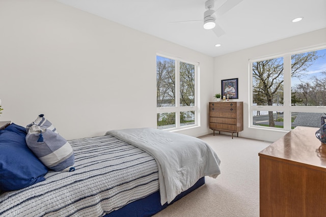 4919 Three Points Blvd, Mound, MN 55364 - bedroom with carpet, a ceiling fan, and recessed lighting