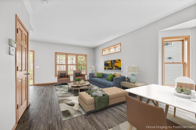 3014 39th St, Minneapolis, MN 55406 - living room with dark wood-style floors and baseboards