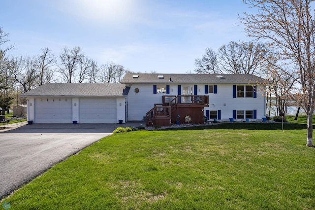 15344 Blackhawk Rd, Lake Eunice Twp, MN 56511 - ranch-style home with a garage, a front lawn, and a deck