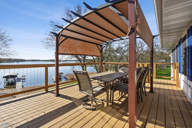 15344 Blackhawk Rd, Lake Eunice Twp, MN 56511 - deck featuring outdoor dining space and a water view