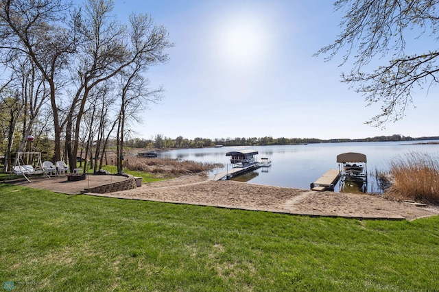 15344 Blackhawk Rd, Lake Eunice Twp, MN 56511 - dock featuring a lawn and a water view