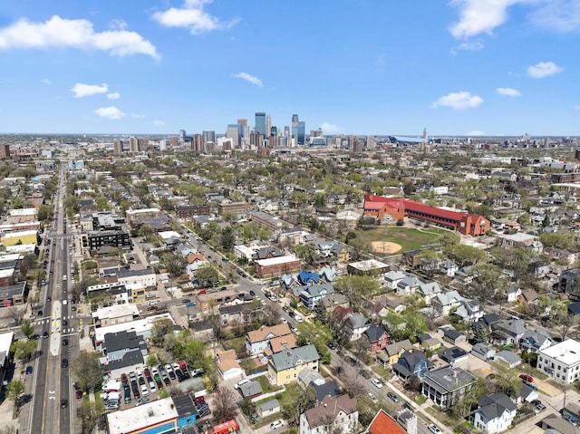 aerial view featuring a city view