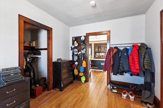 bedroom with light wood finished floors