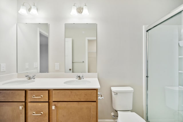 6742 Wildflower Way, Minnetrista, MN 55331 - full bathroom with toilet, a shower with shower door, and double vanity