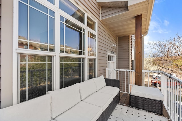 balcony with an outdoor hangout area