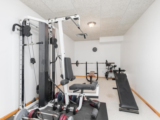 13852 Jasmine Way, Rogers, MN 55374 - exercise area featuring a drop ceiling and baseboards