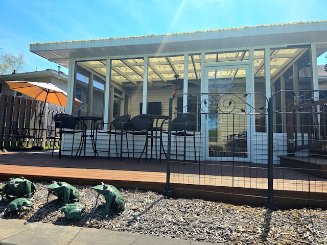 wooden terrace with fence