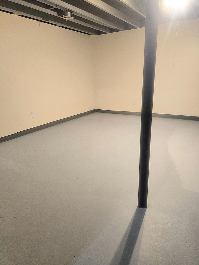 view of finished basement