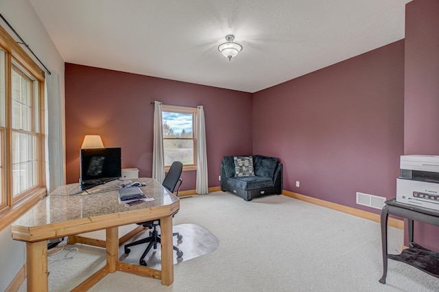 347 Glover Rd, Troy Twp, WI 54022 - office area featuring carpet flooring, visible vents, and baseboards