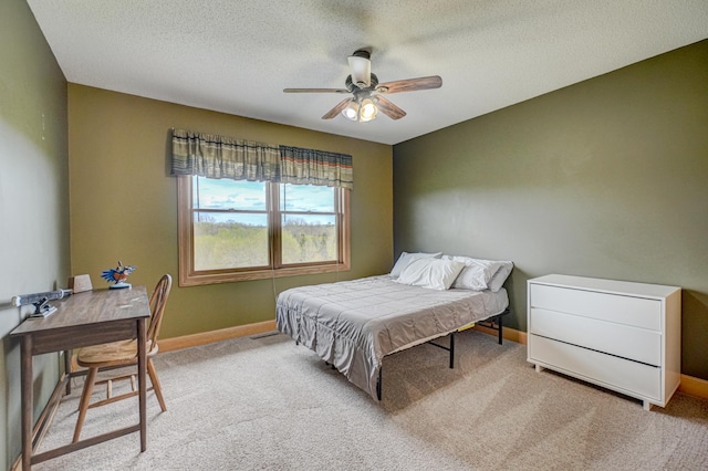 347 Glover Rd, Troy Twp, WI 54022 - bedroom featuring carpet flooring, a textured ceiling, baseboards, and a ceiling fan