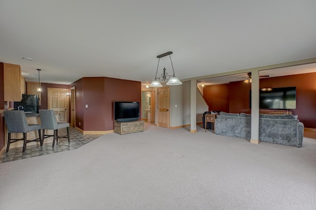 347 Glover Rd, Troy Twp, WI 54022 - living area with baseboards, ceiling fan, and light colored carpet