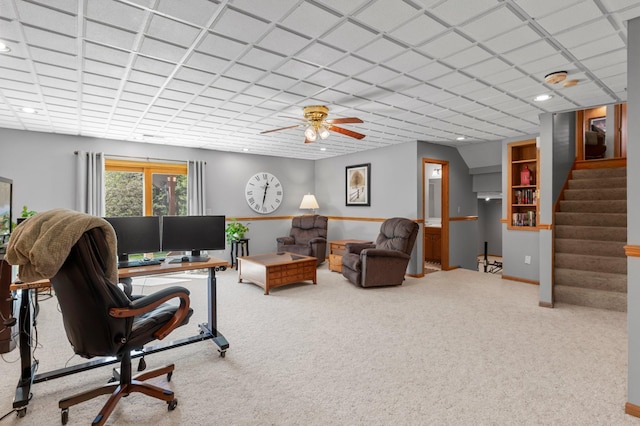 1282 141st Ln NW, Andover, MN 55304 - carpeted home office with a ceiling fan and recessed lighting
