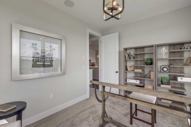10833 38th Trl N, Lake Elmo, MN 55042 - carpeted home office featuring baseboards and a chandelier