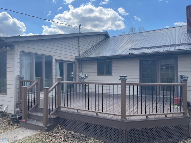 101 Oak St, Lisbon, ND 58054 - back of house with a wooden deck and metal roof