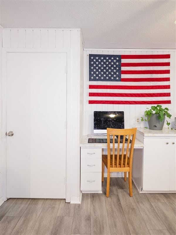 office space featuring light wood-style flooring