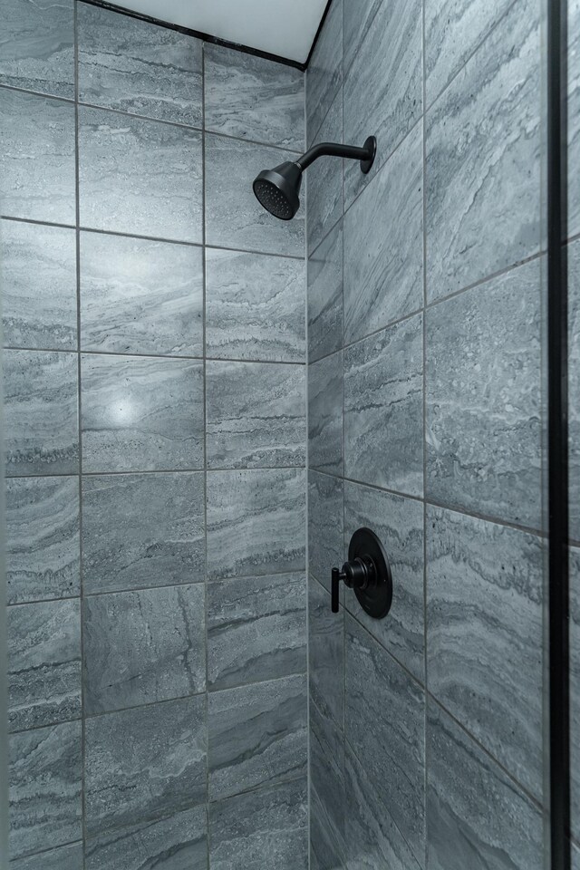 bathroom view of tiled shower