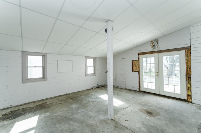 basement featuring french doors