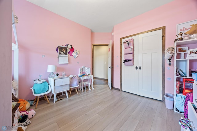 rec room with wood finished floors