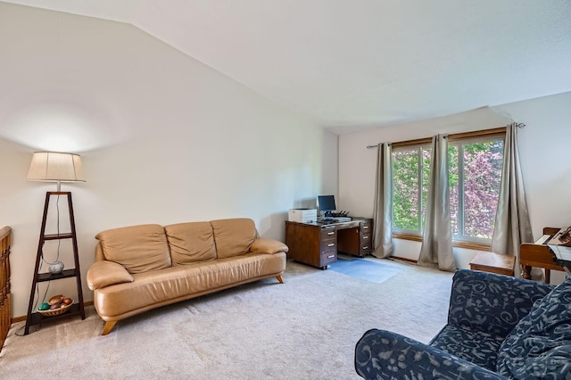 456 Ridge Ct, Chaska, MN 55318 - living area featuring light colored carpet and lofted ceiling