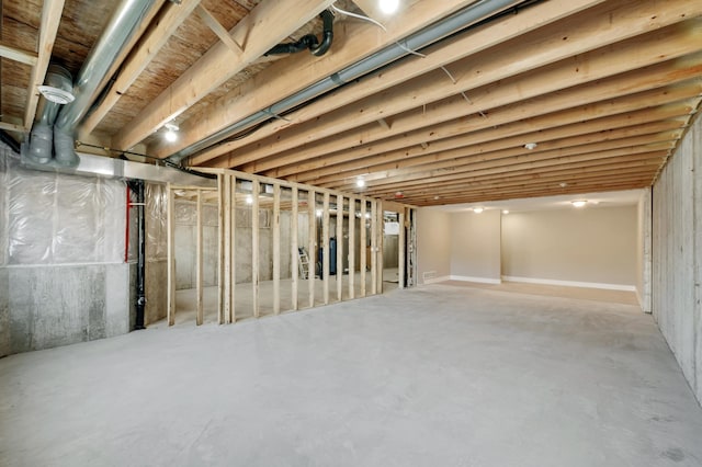 view of unfinished basement