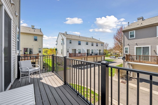 deck with a residential view