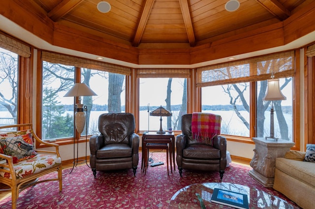 9002 Riley Lake Rd, Eden Prairie, MN 55347 - sunroom / solarium featuring wood ceiling and baseboards